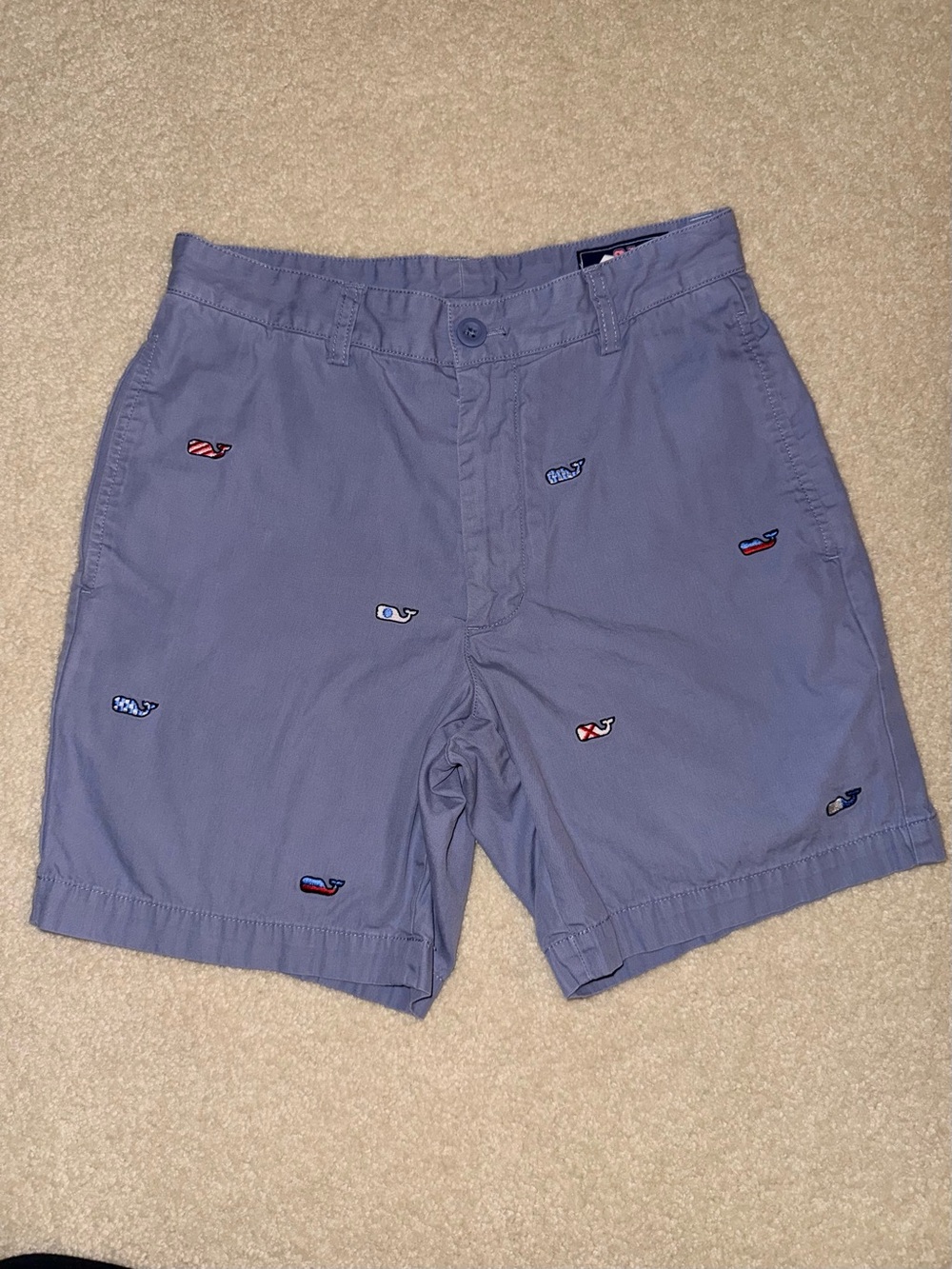 Vineyard Vines Periwinkle Blue Embroidered Whale Flat Front Shorts